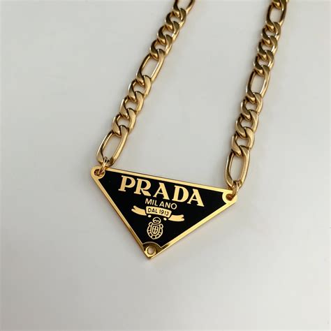 prada logo pendant|vintage Prada necklace.